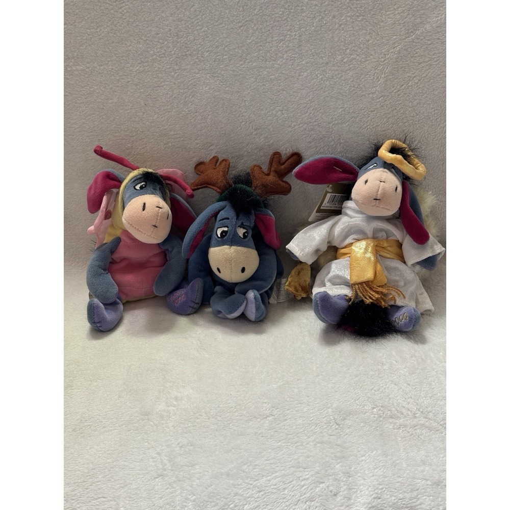 Disney Store Exclusive Eeyore Plush Lot Butterfly Reindeer Angel Christmas 2000